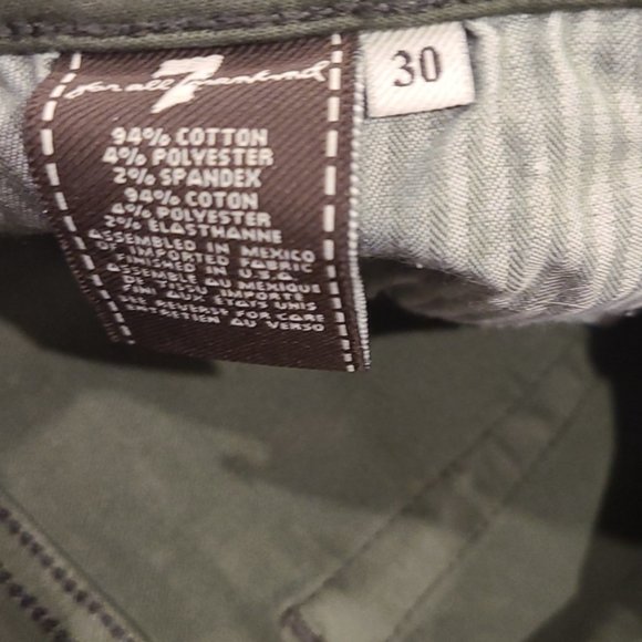 7 for all mankind Skinny Green Denim.jesns with zippers down the leg - Picture 3 of 9